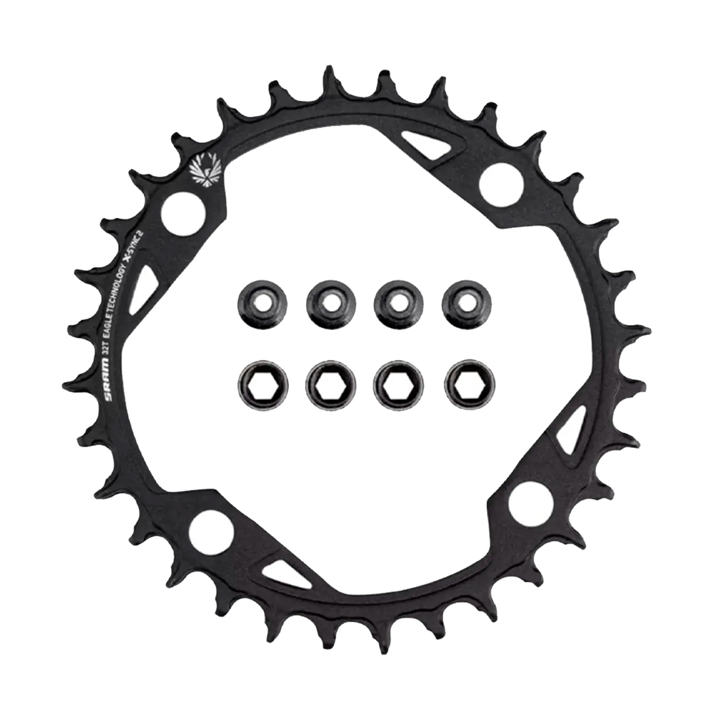 [S211400008] PLATO SPZ CHR TURBO, 32T, EAGLE 12-SPD, 104BCD, 1X RING, ALLOY, W/CHAINRING BOLTS, SRAM (00.6218.040.000) CHROME