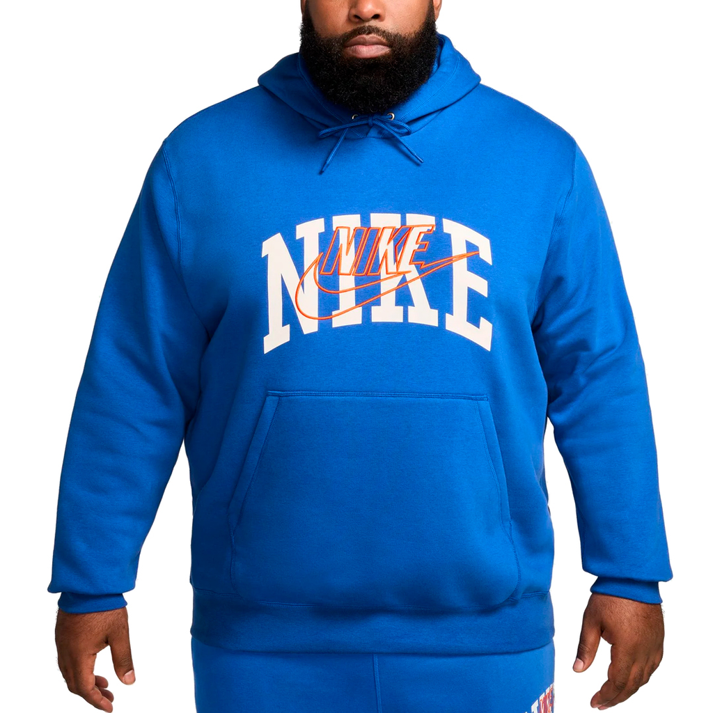 SWEATER TRAINNING NIKE CLUB BB PO HDY ARCH GX GAME ROYAL/SAFETY ORANGE