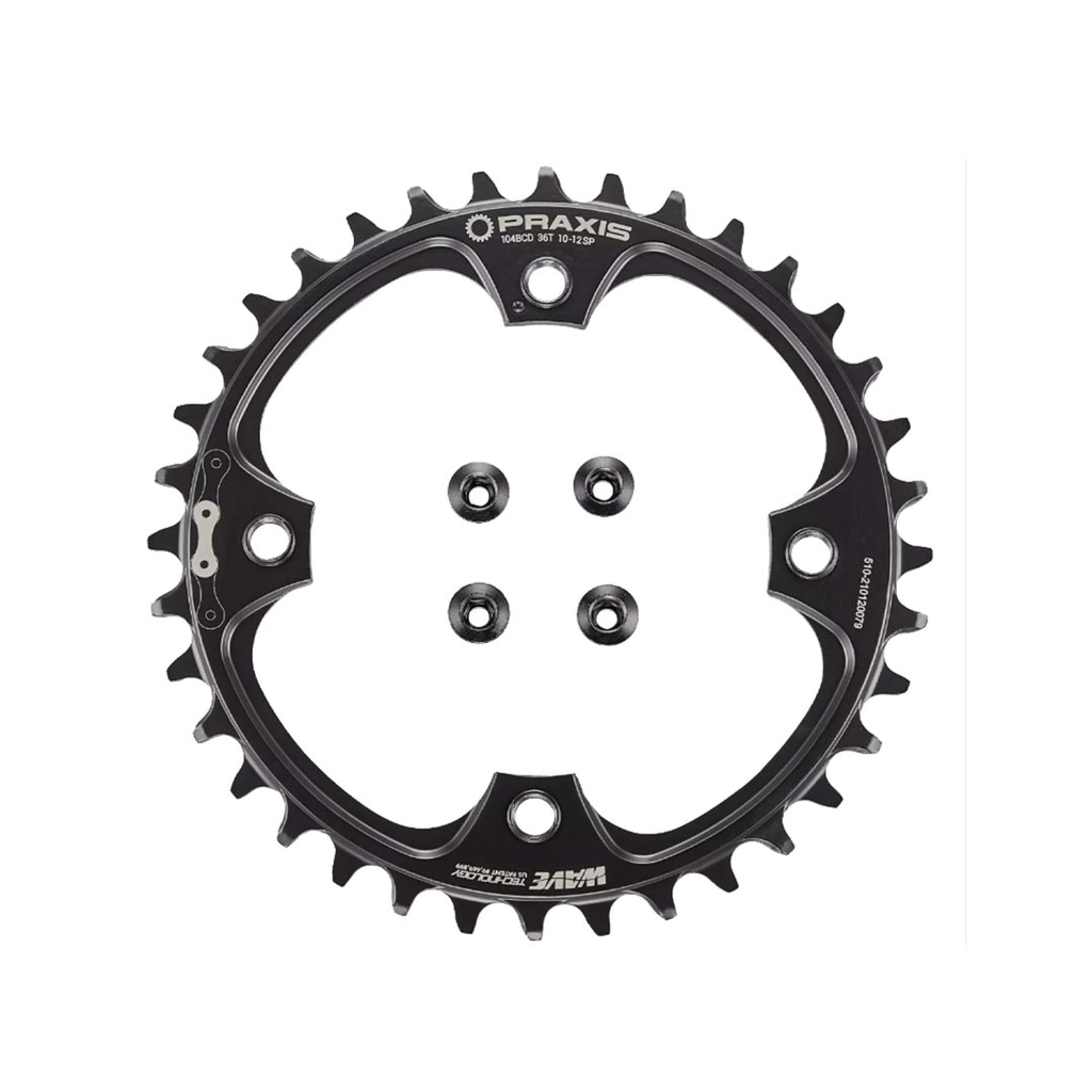 [S211400003] CADENA SPZ VADO CHR TURBO, 36T, 11/12-SPD, 104BCD, 1X RING, STEEL, W/CHAINRING BOLTS, PRAXIS CHROME