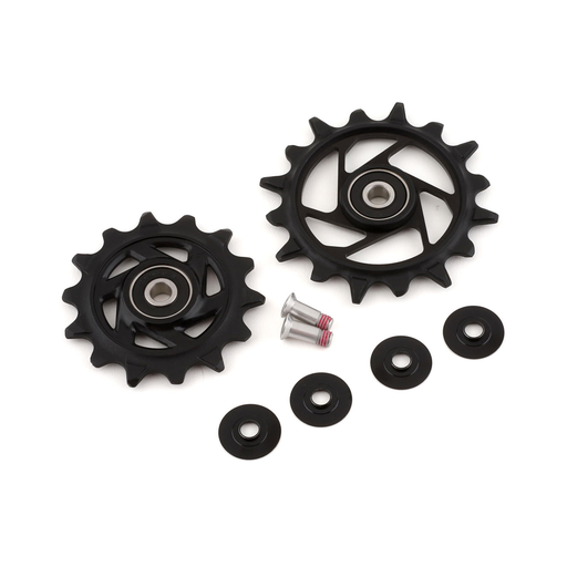 [11.7518.104.007] JUEGO DE RODACHA SRAM PULLEY KIT XX T-TYPE EAGLE AXS (INCLUDES 14T UPPER AND 16T LOWER BLACK METAL SPIDER PULLEY, 2 ALUMINUM PULLEY SCREWS)